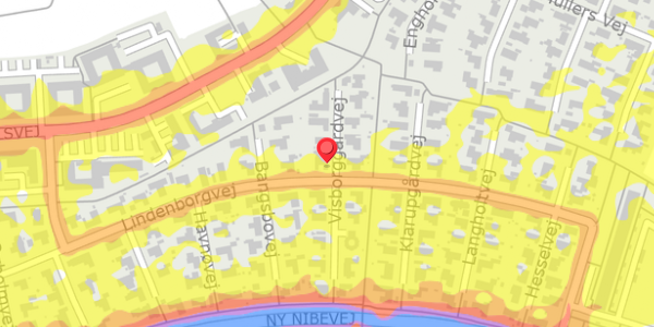 Trafikstøjkort på Visborggårdvej 18, 9200 Aalborg SV