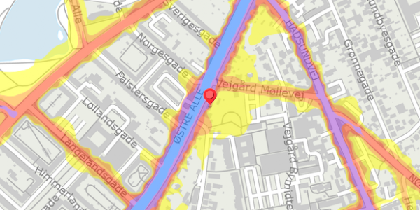 Trafikstøjkort på Østre Alle 29, 2. th, 9000 Aalborg
