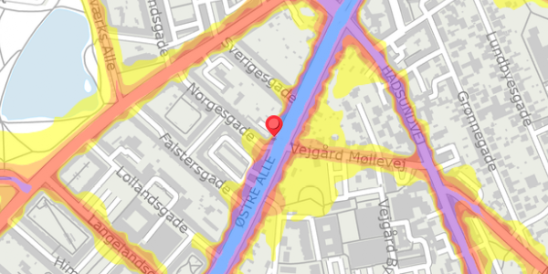 Trafikstøjkort på Østre Alle 30, st. th, 9000 Aalborg