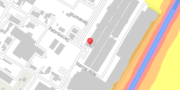 Trafikstøjkort på Fabriksvej 13, 7760 Hurup Thy