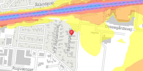 Trafikstøjkort på Bavnagervej 2, 4100 Ringsted
