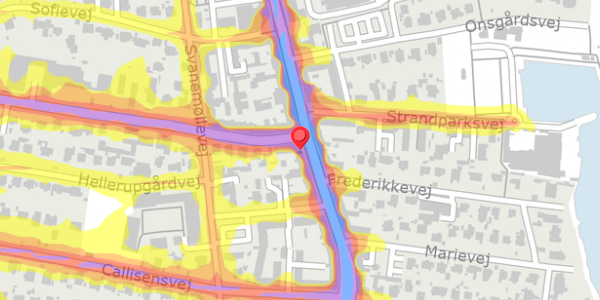 Trafikstøjkort på Strandvejen 157, 2900 Hellerup