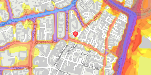 Trafikstøjkort på Studsgade 1, 8000 Aarhus C