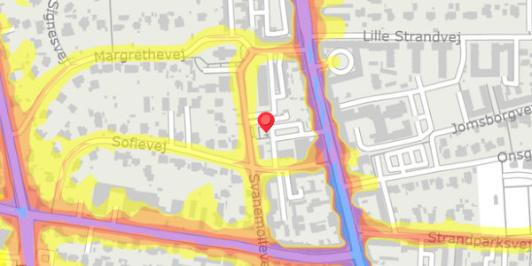 Trafikstøjkort på Sofievej 6, 2900 Hellerup