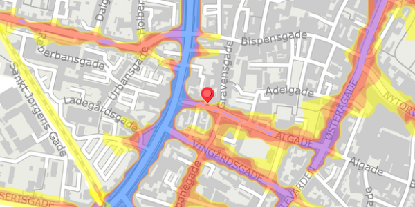 Trafikstøjkort på Algade 54, 9000 Aalborg