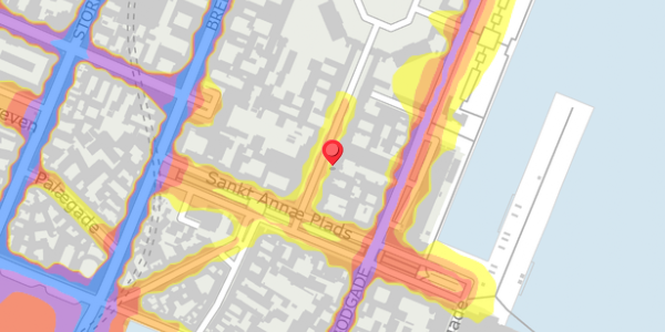 Trafikstøjkort på Amaliegade 8, 1256 København K
