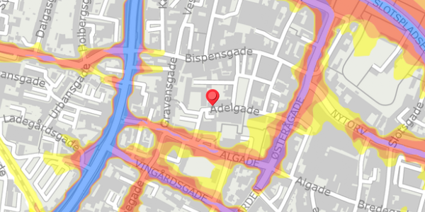 Trafikstøjkort på Adelgade 12, . , 9000 Aalborg
