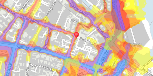 Trafikstøjkort på Fredensgade 21, 8000 Aarhus C