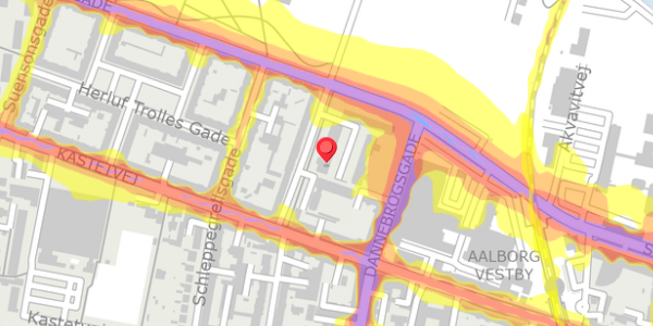 Trafikstøjkort på Ryesgade 54A, 9000 Aalborg