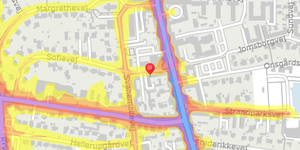 Trafikstøjkort på Sofievej 5, 2900 Hellerup