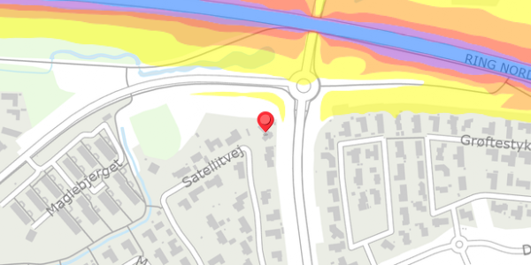 Trafikstøjkort på Satellitvej 18, 4700 Næstved