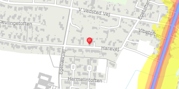 Trafikstøjkort på Harevej 10, 6760 Ribe
