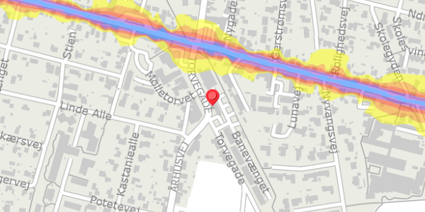 Trafikstøjkort på Torvegade 1C, . , 8963 Auning