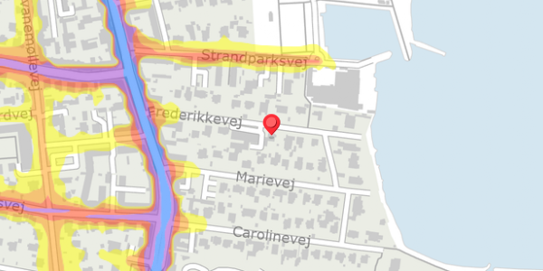 Trafikstøjkort på Frederikkevej 12, 2900 Hellerup
