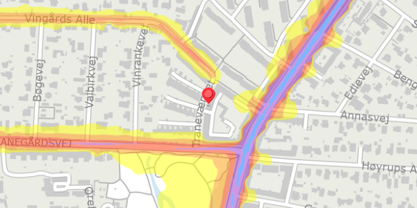 Trafikstøjkort på Tranevænget 6, . , 2900 Hellerup