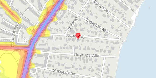 Trafikstøjkort på Annasvej 16, . , 2900 Hellerup