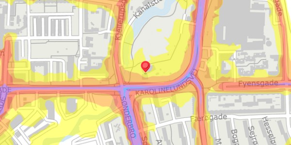 Trafikstøjkort på Karolinelundsvej 50, 9000 Aalborg