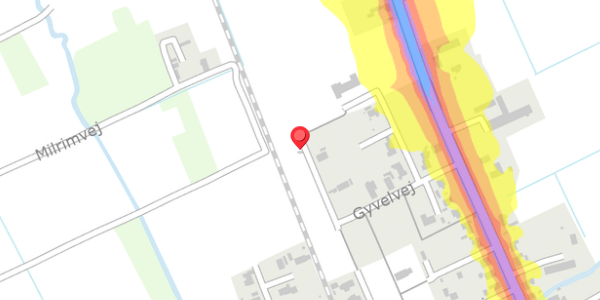 Trafikstøjkort på Gyvelvej 21, 9981 Jerup