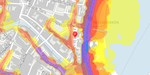Trafikstøjkort på Skolegade 15B, st. th, 8000 Aarhus C