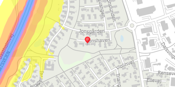 Trafikstøjkort på Jonshaven 9, 4200 Slagelse