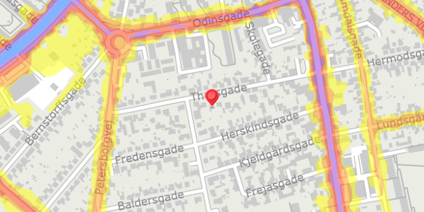 Trafikstøjkort på Thorsgade 21, 9000 Aalborg