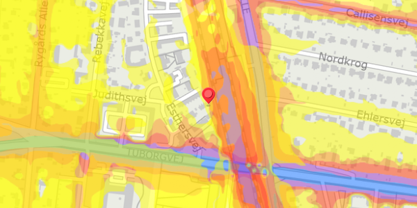 Trafikstøjkort på Esthersvej 12E, 2900 Hellerup
