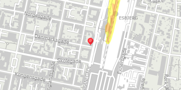 Trafikstøjkort på Danmarksgade 1, 6700 Esbjerg