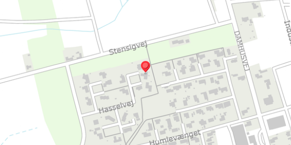 Trafikstøjkort på Hasselvej 21, 7570 Vemb