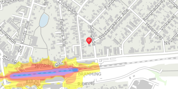 Trafikstøjkort på Adelgade 3, 6740 Bramming