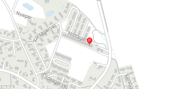 Trafikstøjkort på Midtager 26, 8382 Hinnerup