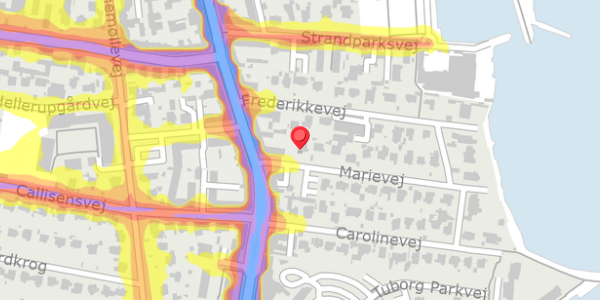 Trafikstøjkort på Marievej 3, 2900 Hellerup
