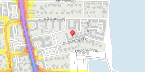 Trafikstøjkort på Jomsborgvej 17, 2900 Hellerup