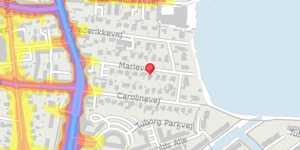Trafikstøjkort på Marievej 16, 2900 Hellerup