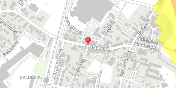 Trafikstøjkort på Storegade 19, 6261 Bredebro