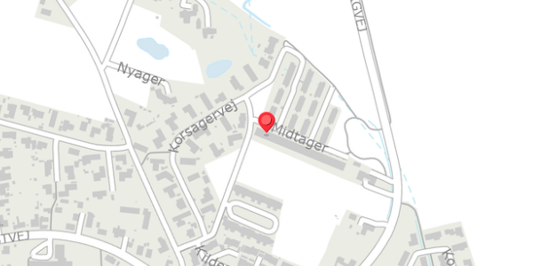 Trafikstøjkort på Midtager 4, 8382 Hinnerup