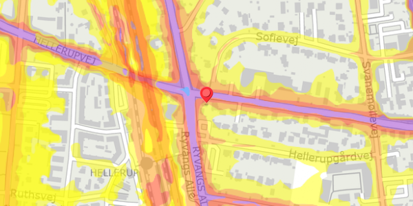 Trafikstøjkort på Hellerupvej 33, 2900 Hellerup