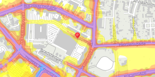 Trafikstøjkort på Edisonsvej 18, 5000 Odense C