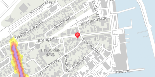 Trafikstøjkort på Bredgade 15, 7680 Thyborøn
