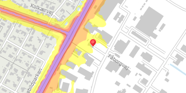 Trafikstøjkort på Fåborgvej 13, 9220 Aalborg Øst