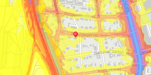 Trafikstøjkort på Strandagervej 25, . , 2900 Hellerup