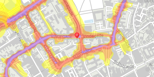 Trafikstøjkort på Vindegade 34, 5000 Odense C
