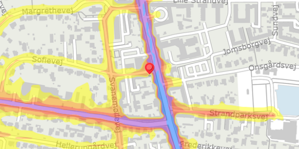 Trafikstøjkort på Sofievej 1, 2900 Hellerup