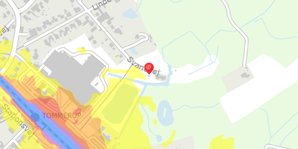 Trafikstøjkort på Svanevej 21, 5690 Tommerup
