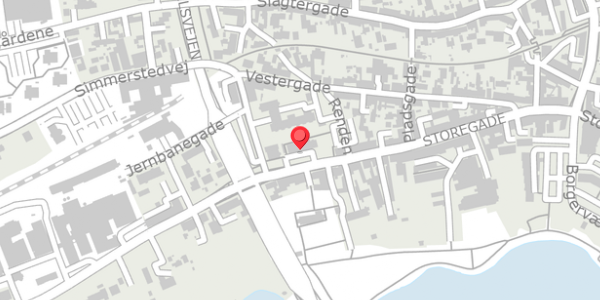 Trafikstøjkort på Storegade 86, 6100 Haderslev