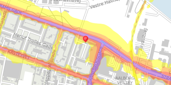 Trafikstøjkort på Ryesgade 60B, 9000 Aalborg