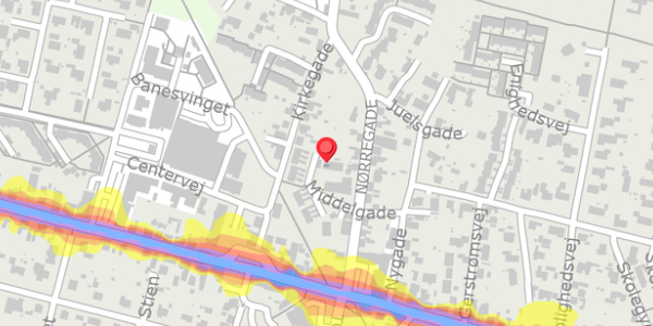 Trafikstøjkort på Middelgade 8, 8963 Auning