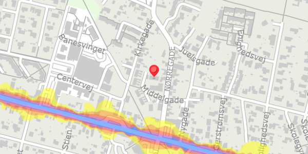 Trafikstøjkort på Middelgade 10, . , 8963 Auning