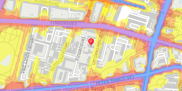 Trafikstøjkort på Lindevangs Alle 9, 2000 Frederiksberg