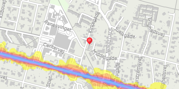 Trafikstøjkort på Middelgade 19, 8963 Auning