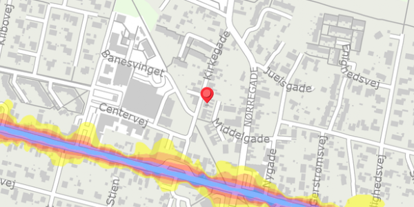Trafikstøjkort på Middelgade 21, 8963 Auning